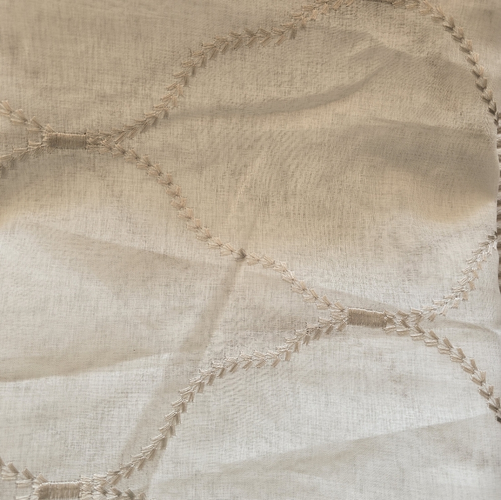 8 - 36" x 94" Cream And Grey Light Filtering Grommet Curtains